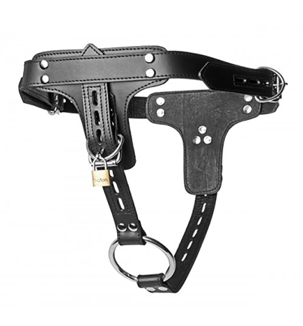 Strict Leather Premium Locking Leather Anal Plug Harness