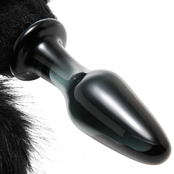 Midnight Fox Glass Butt Plug with Tail