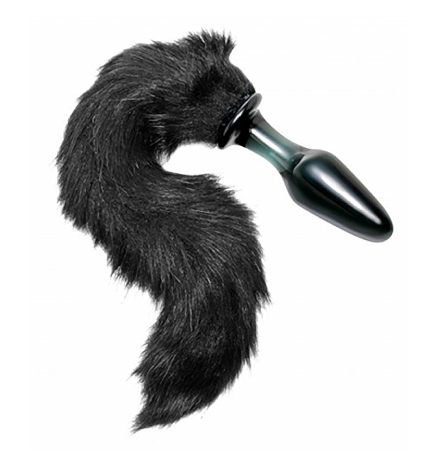 Midnight Fox Glass Butt Plug with Tail