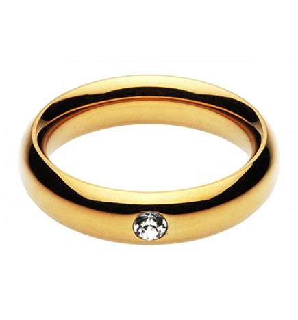 Rhinestone Accented Golden Heavyweight Cock Ring