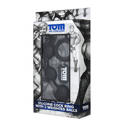 Tom of Finland Silicone Cock Ring with 3 Weighted Balls