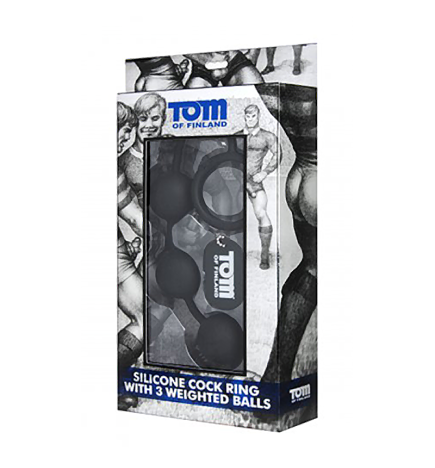 Tom of Finland Silicone Cock Ring with 3 Weighted Balls