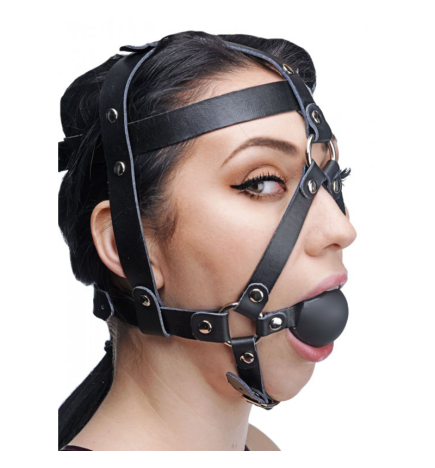 Leather Head Harness with Ball Gag