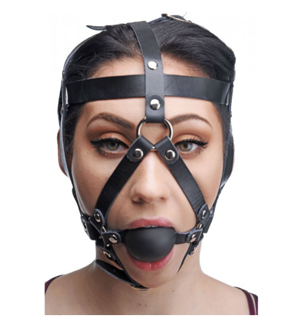 Leather Head Harness with Ball Gag