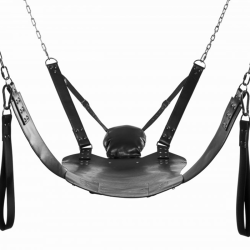 Leather Bondage Swing with Stirrups and Pillow