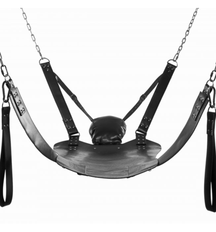 Leather Bondage Swing with Stirrups and Pillow