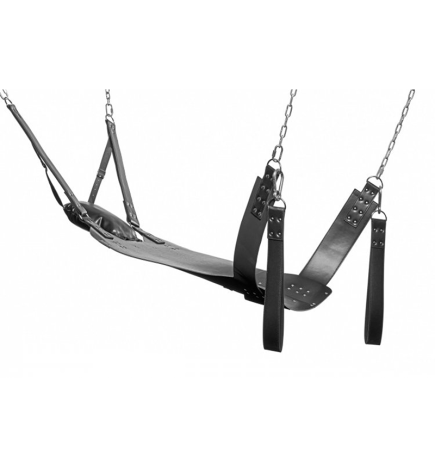 Leather Bondage Swing with Stirrups and Pillow