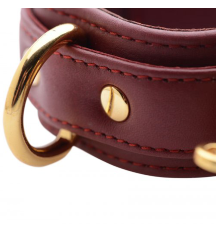 Strict Leather Luxury Burgundy Locking Ankle Cuffs