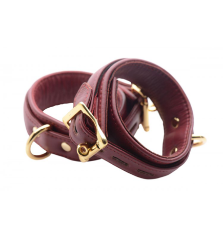 Strict Leather Luxury Burgundy Locking Ankle Cuffs