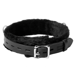 Strict Leather Narrow Fur Lined Locking Leather Collar