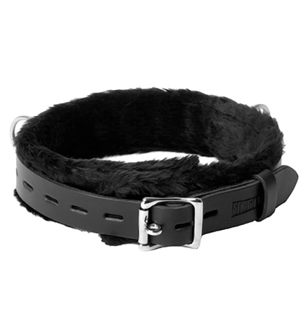 Strict Leather Narrow Fur Lined Locking Leather Collar