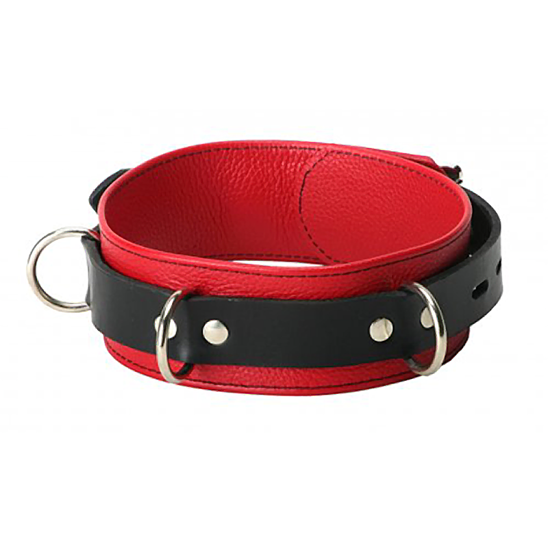 Strict Leather Deluxe Locking Collar - Red & Black