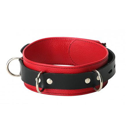 Strict Leather Deluxe Locking Collar - Red & Black