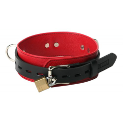 Strict Leather Deluxe Locking Collar - Red & Black