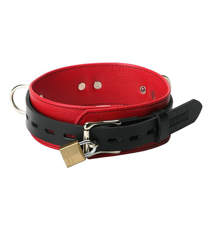 Strict Leather Deluxe Locking Collar - Red & Black