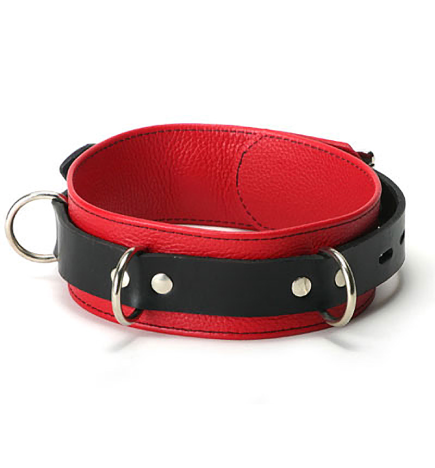 Strict Leather Deluxe Locking Collar - Red & Black