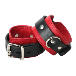 Strict Leather Deluxe Black and Red Locking Cuffs