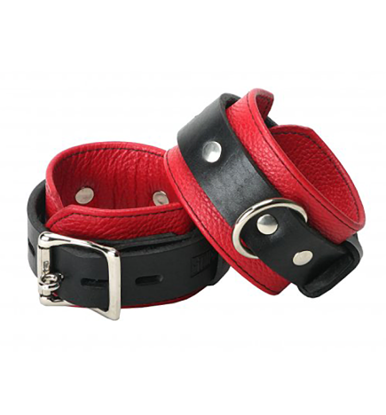 Strict Leather Deluxe Black and Red Locking Cuffs