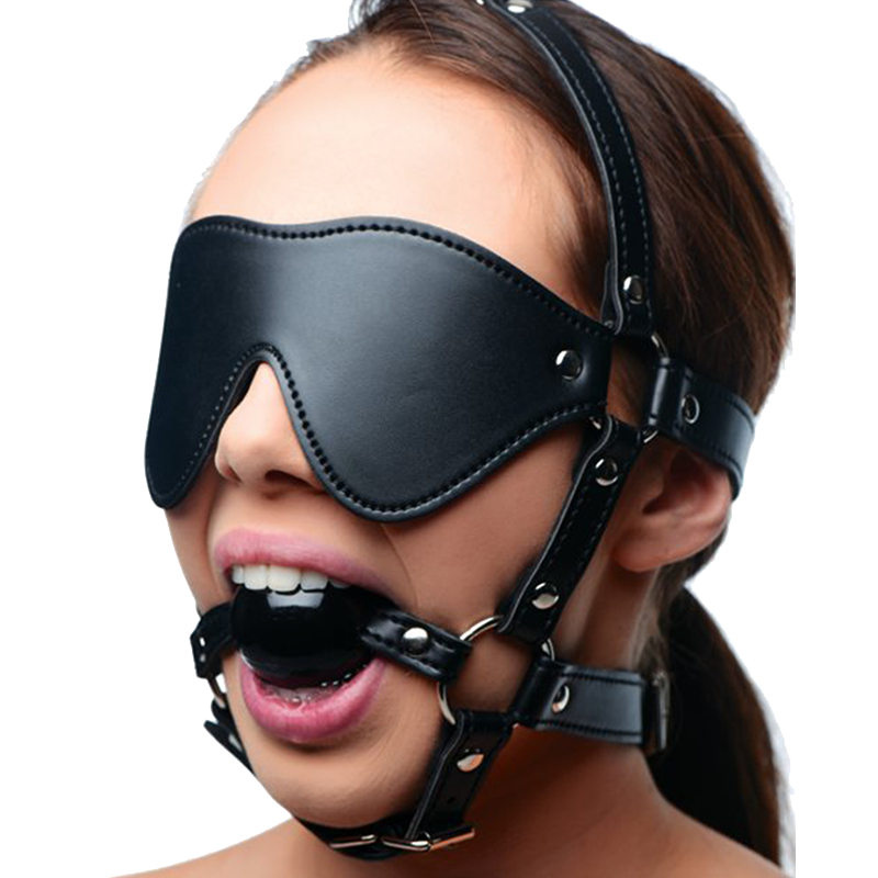 Strict Leather Blindfold Harness and Ball Gag