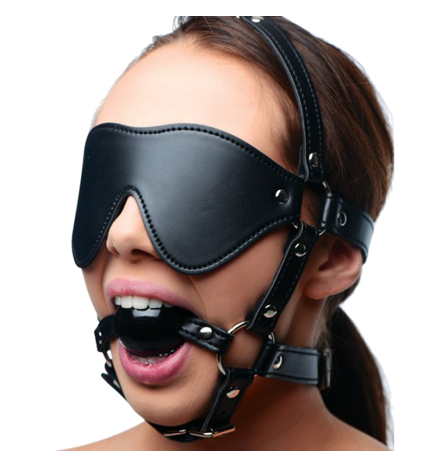 Strict Leather Blindfold Harness and Ball Gag