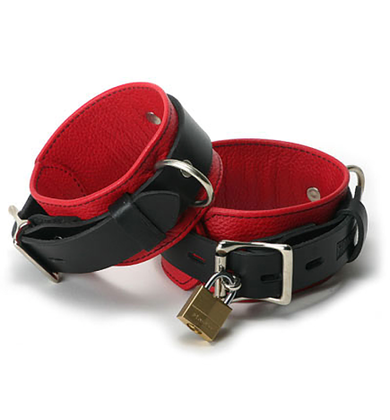 Strict Leather Deluxe Black and Red Locking Cuffs