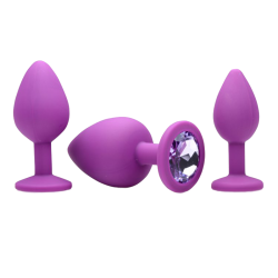 Pink Pleasure 3 Piece Silicone Anal Plugs with Gems