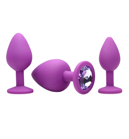 Pink Pleasure 3 Piece Silicone Anal Plugs with Gems