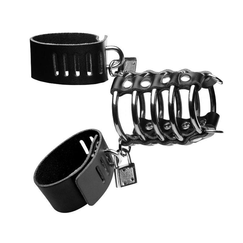 5 Ring Chastity Device with Cock and Ball Strap 5 Ring Chastity Device with Cock and Ball Strap