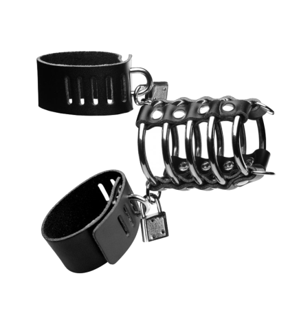 5 Ring Chastity Device with Cock and Ball Strap