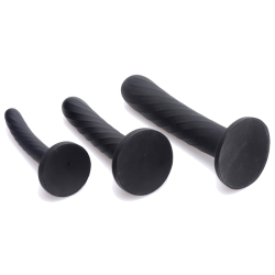 Trinity Strap-On Silicone 3 Piece Dildo Set (Black)