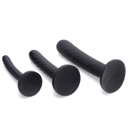 Trinity Strap-On Silicone 3 Piece Dildo Set (Black)
