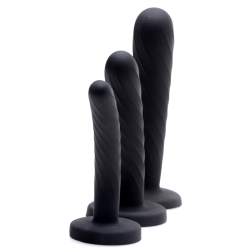 Trinity Strap-On Silicone 3 Piece Dildo Set (Black)