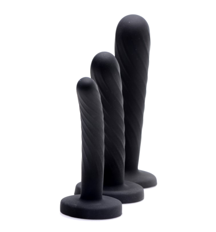 Trinity Strap-On Silicone 3 Piece Dildo Set (Black)