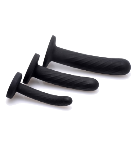 Trinity Strap-On Silicone 3 Piece Dildo Set (Black)