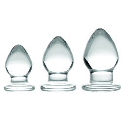 Triplets 3 Piece Glass Anal Plug Kit