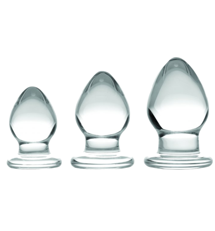 Triplets 3 Piece Glass Anal Plug Kit