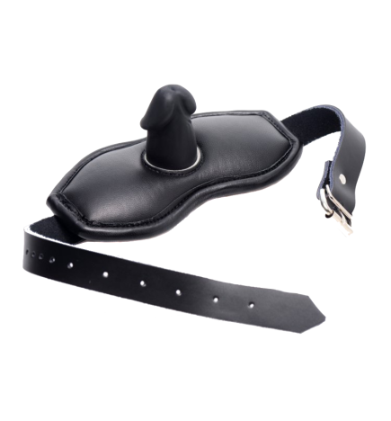 Leather Padded Silicone Penis Mouth Gag