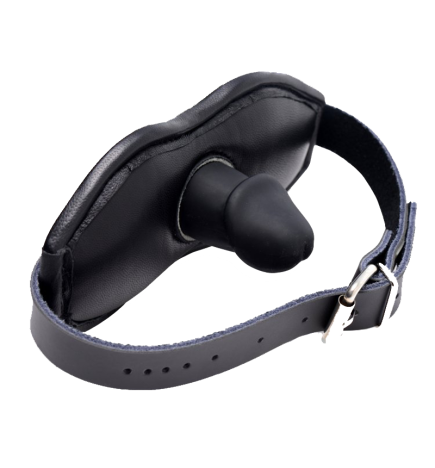 Leather Padded Silicone Penis Mouth Gag