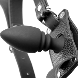 Male Cock Ring Harness with Silicone Anal Plug