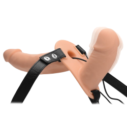 Power Pegger Silicone Vibrating Double Dildo with Harness