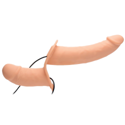 Power Pegger Silicone Vibrating Double Dildo with Harness