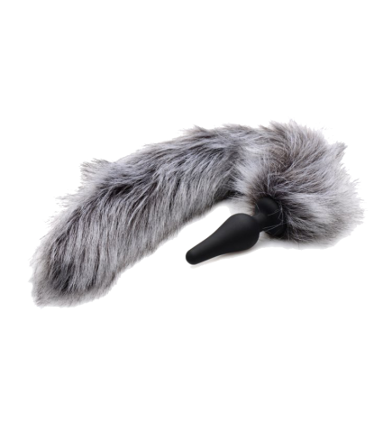 Grey Wolf Tail Anal Plug and Ears Set