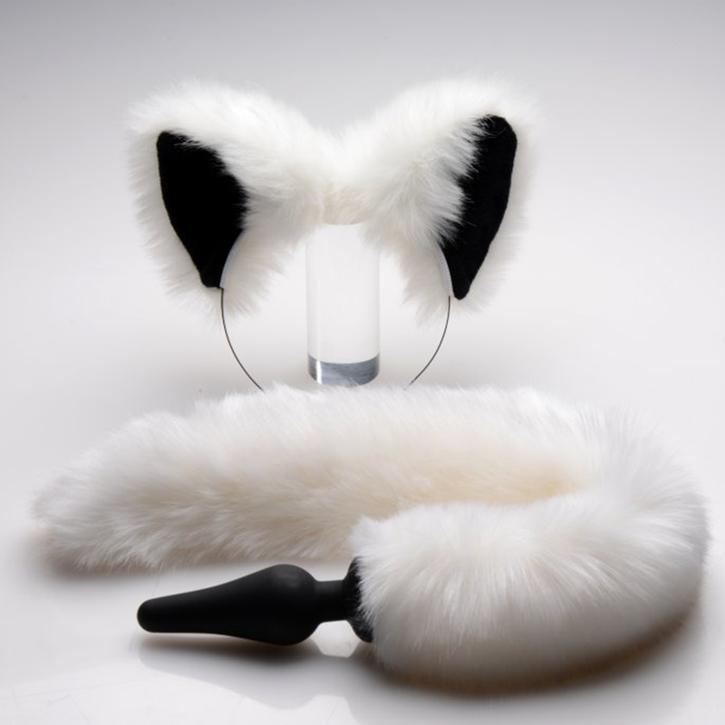 White Fox Tail Anal Plug and Ears Set