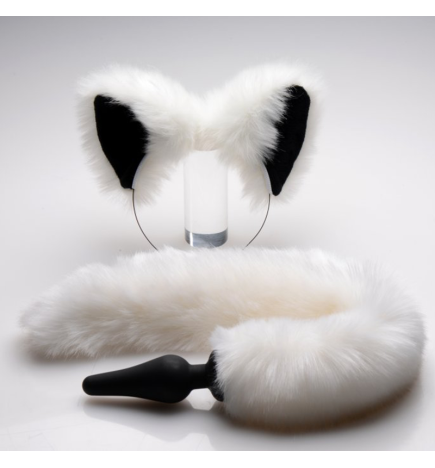 White Fox Tail Anal Plug and Ears Set
