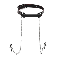 Silicone Bit Gag with Nipple Clamps