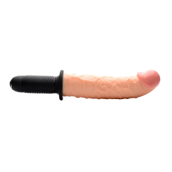 Curved Dicktator 13 Mode Vibrating Giant Dildo Thruster - Flesh