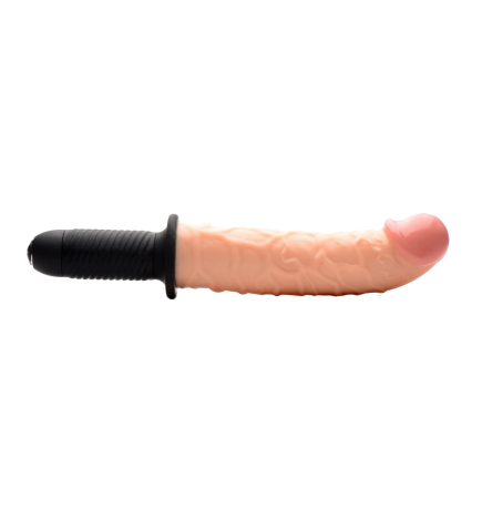 Curved Dicktator 13 Mode Vibrating Giant Dildo Thruster - Flesh