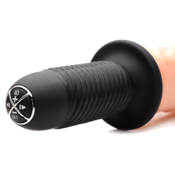 Curved Dicktator 13 Mode Vibrating Giant Dildo Thruster - Flesh