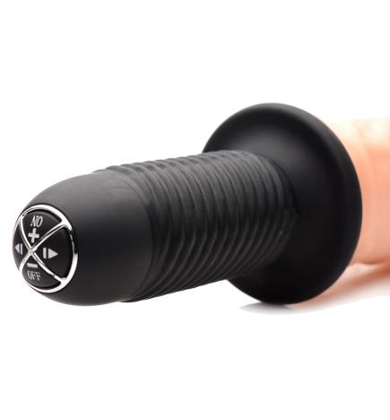 Curved Dicktator 13 Mode Vibrating Giant Dildo Thruster - Flesh