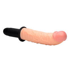 Curved Dicktator 13 Mode Vibrating Giant Dildo Thruster - Flesh